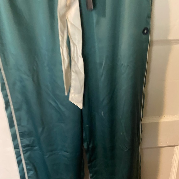 NWT! Abercrombie & Fitch Pajama Pant Satin Bottoms Green Medium - Picture 3 of 16